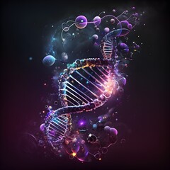 Tech and Science Fusion: Realistic Image of DNA with Shades of Purple