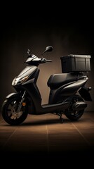 Motorcycle of the future for food delivery with copy space. Generative AI