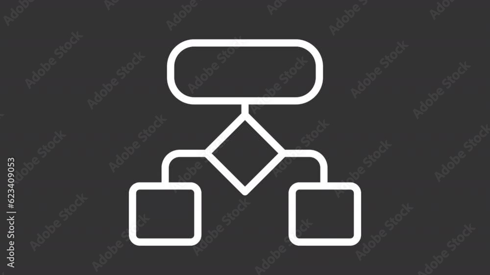 Aufkleber data display white icons animation. animated line organization charts. problem solving. business pla