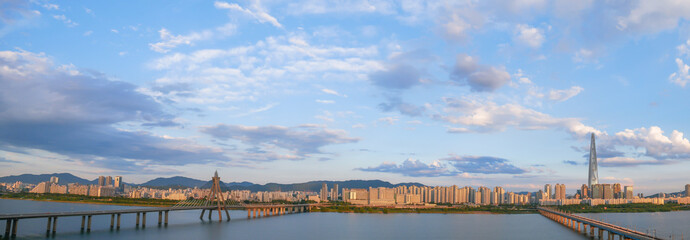  Panorama of Olympic Bridge in Seoul, South Korea.