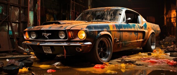 Classic american muscle car, mustang style
