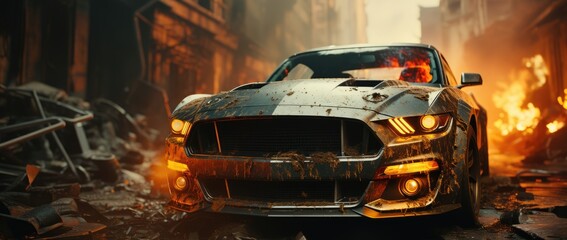 Classic american muscle car, mustang style - obrazy, fototapety, plakaty