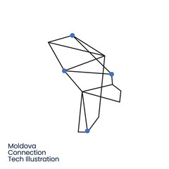 Moldova Connection Tech Technology Geometric Polygonal Logo Vector Icon Illustration