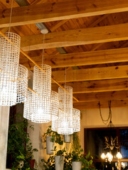 interior of the house with a chandelier