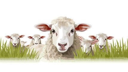 Fototapeta premium Sheepishly Charming Whimsical Glass of Sheep Banner Celebrating Nature's Fluffy Delight