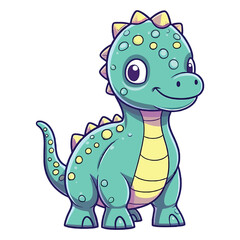 Obraz premium Ancient Cuteness: Adorable Iguanodon Dinosaur in a Whimsical 2D Illustration