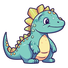 Ancient Cuteness: Adorable Iguanodon Dinosaur in a Whimsical 2D Illustration