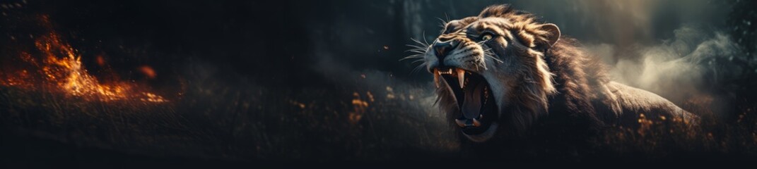 Naklejka premium Roaring beast with copy space. Generative AI