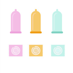 condom sex love healthy icon set