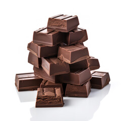 chocolate pieces isolated on white background