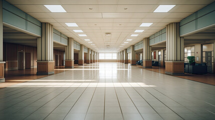 Minimalistic Work Haven: An Empty Postindustrial Office Hall Designed for Productivity