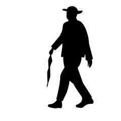 Silhouette people walk