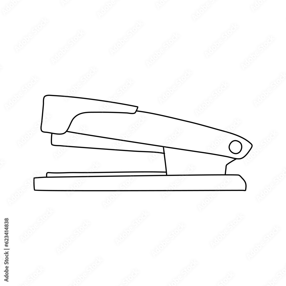Poster stapler in line art vector style, isolated on white background. stapler in line art vector style for