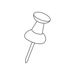  pin map needle pointer doodle vector icon. Hand drawn tack for wall. Location marker for map, sketch style drawing.