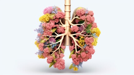 Lungs and Flowers concept of the healthy life Created With Generative AI Technology	