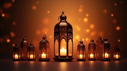 Fototapeta premium Arabic Ramadan celebration promo banner background Created With Generative AI Technology