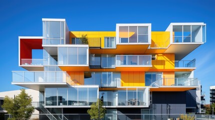 Modern architecture incorporating vibrant and innovative design elements, generative ai
