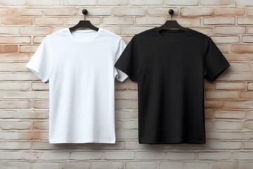 Stylish black and white men's t-shirts. Mockup for design with copy space for text. Design blank