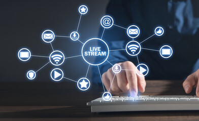 Live Stream. Social media web network concept