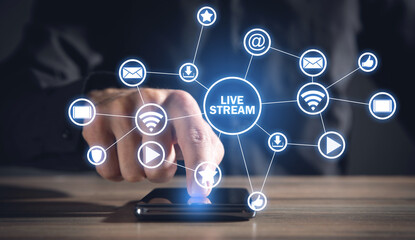 Live Stream. Social media web network concept