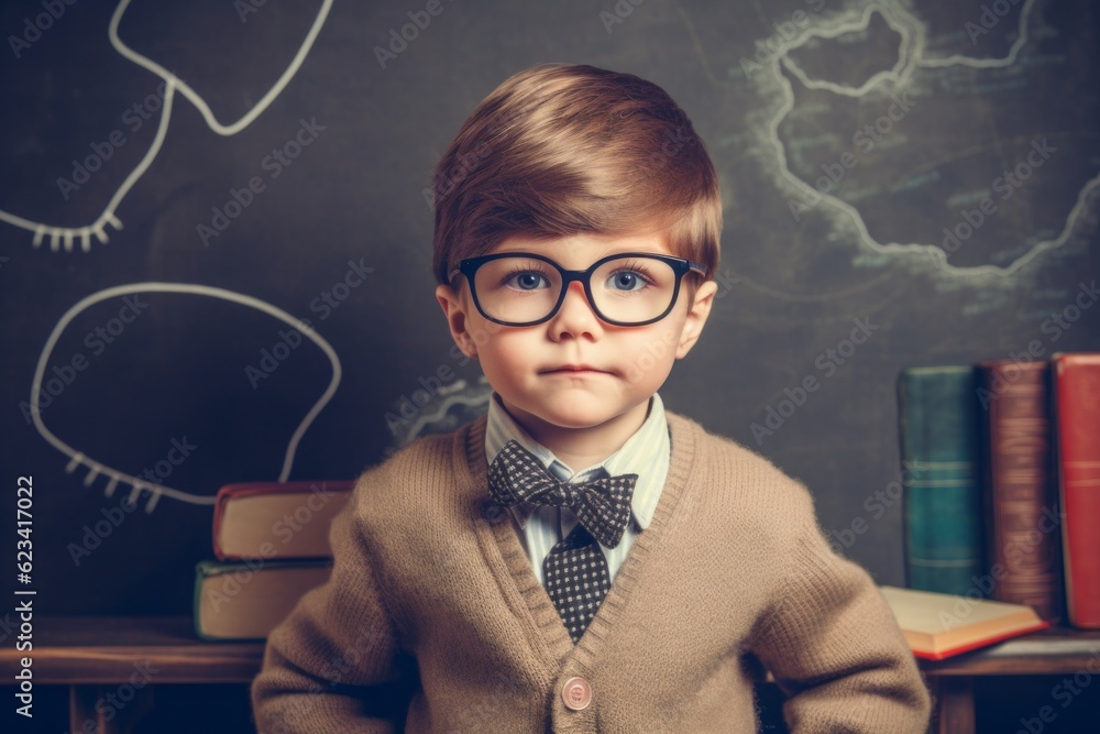 Canvas Prints the boy answers at the blackboard in the classroom. back to school concept. background with selectiv