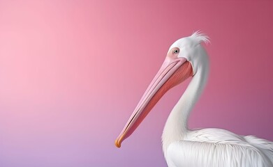 Creative Animal Concept. Pelican peeking over pastel bright background. Generative AI.