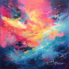 Fototapeta premium Vibrant abstract art featuring a colorful sky, generative ai
