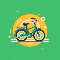 Electric bicycle vector icon. Eco-friendly transportation transport symbol, minimalistic, go green day, green, yellow colors, ecology, energy, AI Generatred
