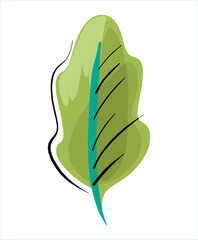 Leaf, twig, logo, icon. Vector on a transparent background. Lines, textures, scratches and scuffs. Green, teracot, yellow, brown colors.
