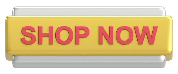 Shop now button. 3D illustration.