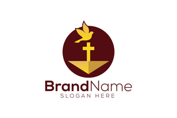 Modern Christian gold logo design vector template