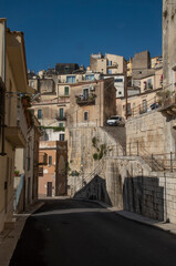 Fototapeta na wymiar Houses and of baroque city upper Ragusa Sicilia, Italy