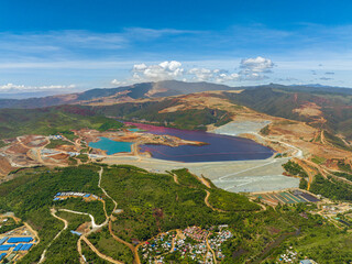 Nickel mining with forest in surroundings and villlages. Environtmental resources. Mindanao,...