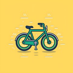 Fototapeta na wymiar Electric bicycle vector icon. Eco-friendly transportation transport symbol, minimalistic, go green day, green, yellow colors, ecology, energy, AI Generatred