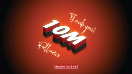 creative, followers, thank you text effect, editable modern and business text style social media post
