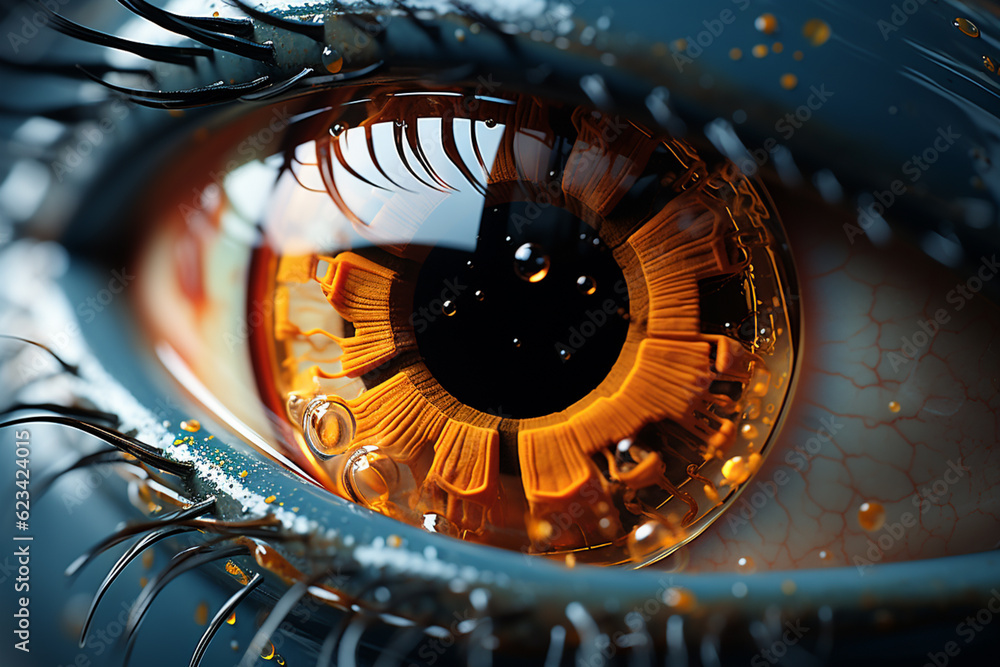 Poster a close-up photograph of a contact lens, highlighting its transparent material and curved shape for 