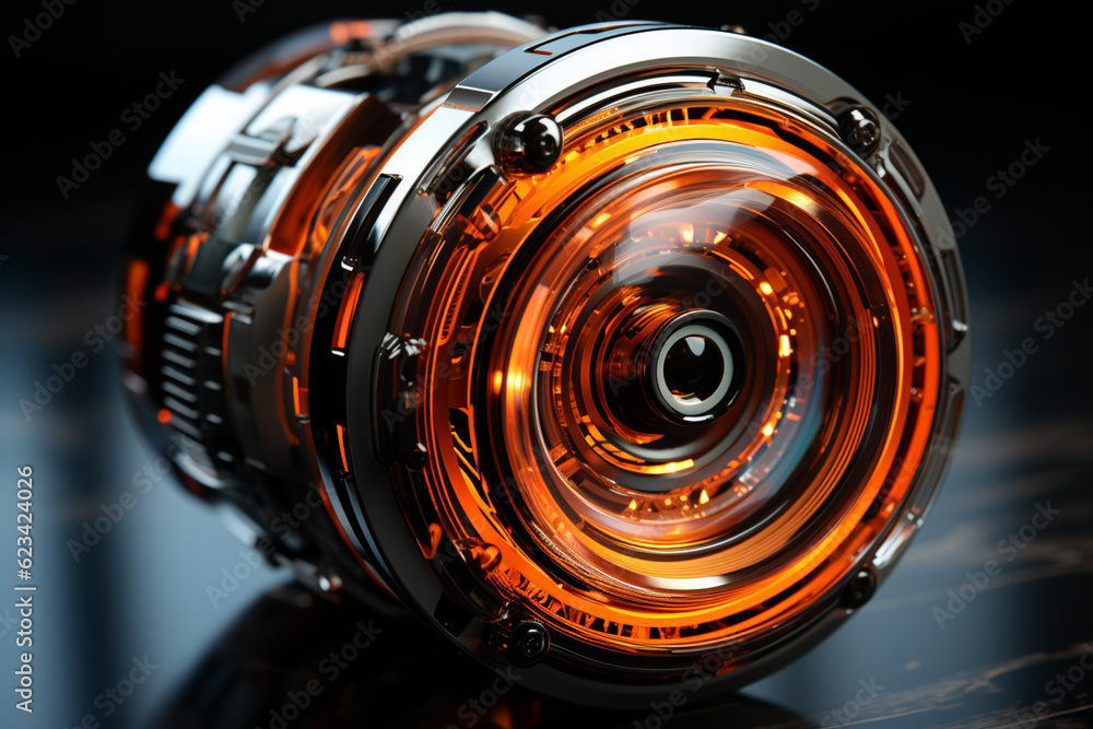 Aufkleber A time-lapse image series showing the changing focus of a camera lens, emphasizing the precision and speed of autofocus technology. Generative AI technology.