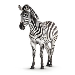 Young male zebra isolated on white background.