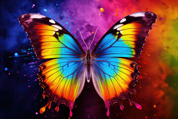 Obraz na płótnie Canvas Butterfly with a rainbow background
