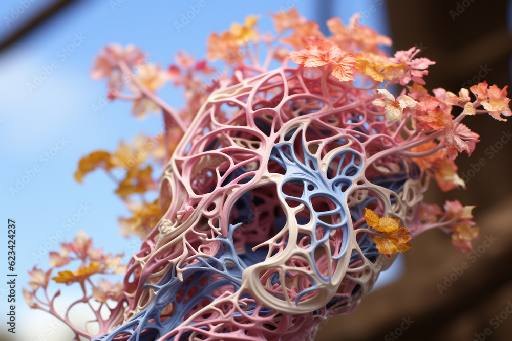 Poster bronchial tree, highlighting the branching pattern and the connection between the trachea and the lungs.  Generative AI technology.