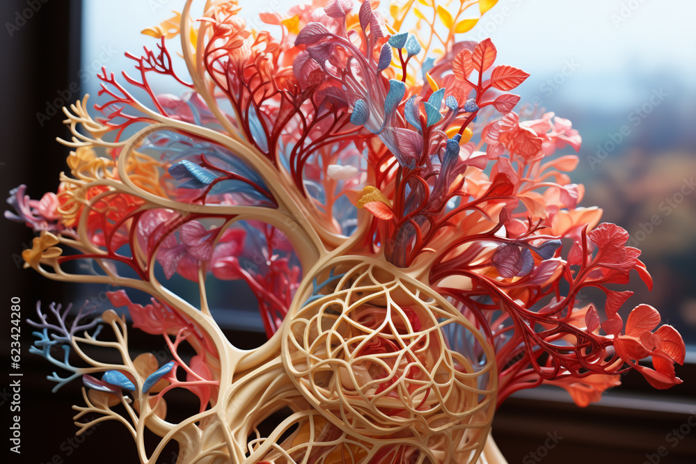 Poster bronchial tree, highlighting the branching pattern and the connection between the trachea and the lungs.  Generative AI technology.