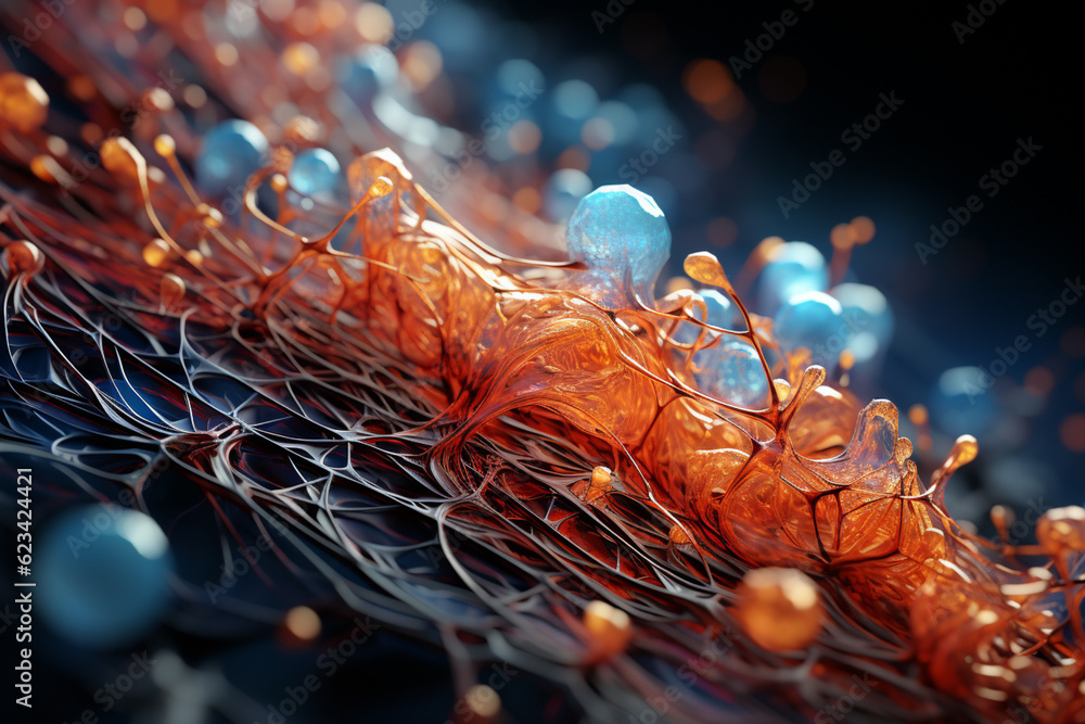 Poster a microscopic image of the middle ear, revealing the delicate hair cells and nerve fibers responsibl