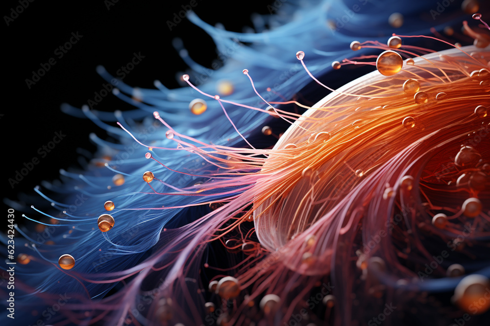 Poster a microscopic image of the middle ear, revealing the delicate hair cells and nerve fibers responsibl