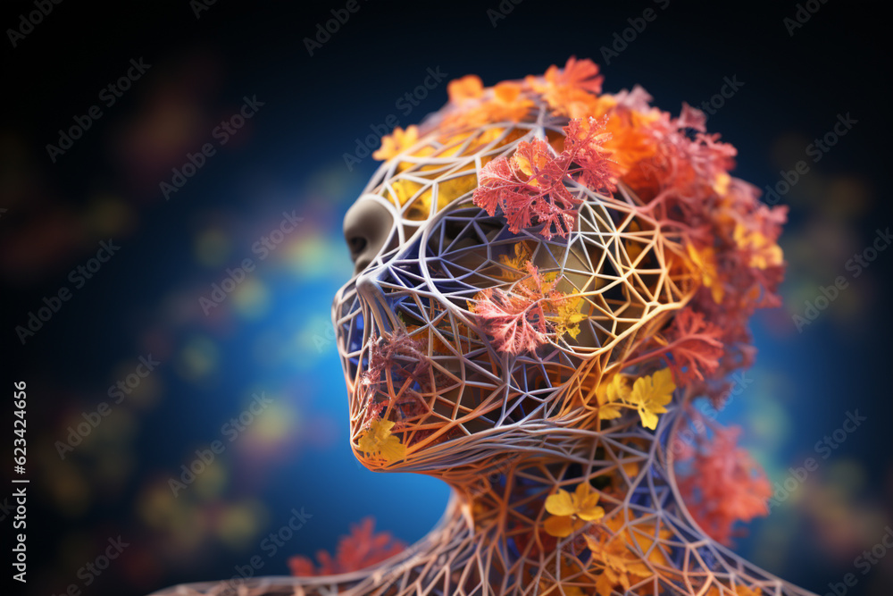 Poster a medical illustration showing the bronchial tree superimposed on the human torso, providing a visua