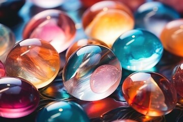 Iridescent polished marble crystals. AI generated