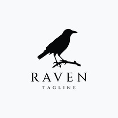 Raven logo design vector illustration