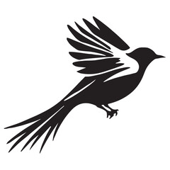 Hummingbird Vector Black and White Silhouette. Colibri Bird Emblem Design Element.
