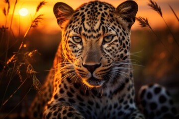 Leopard portrait. AI generated