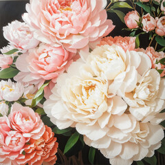 Camellia flowers with peach and white color petals