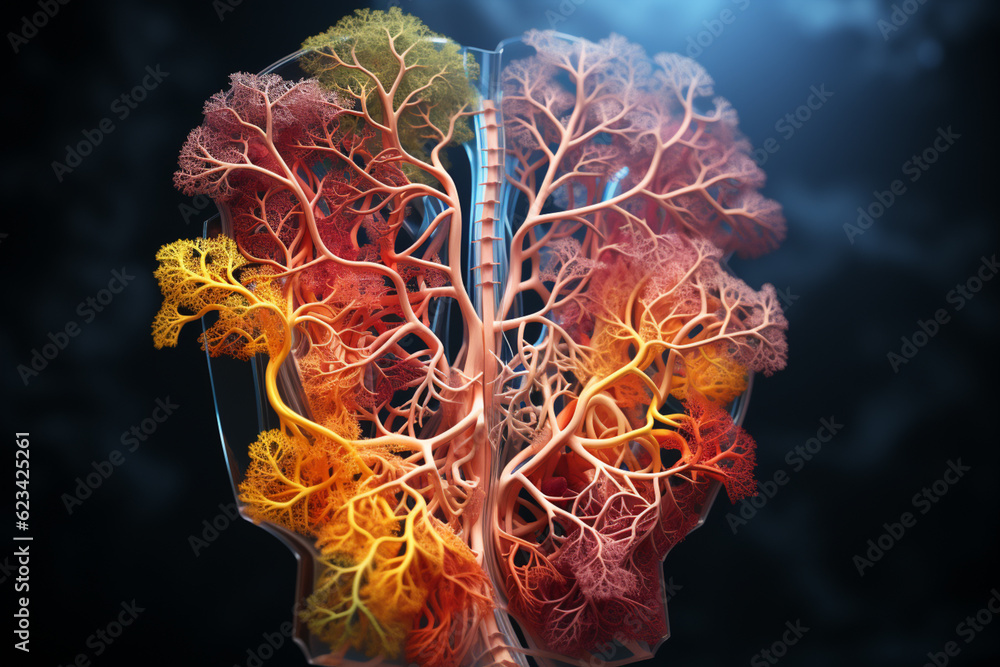 Leinwandbilder bronchial obstruction, illustrating the importance of a clear and healthy bronchial tree for proper 